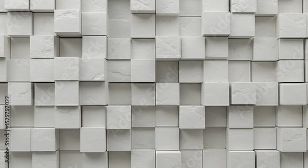 Fototapeta Abstract White Cube Texture 3D Geometric Background Design