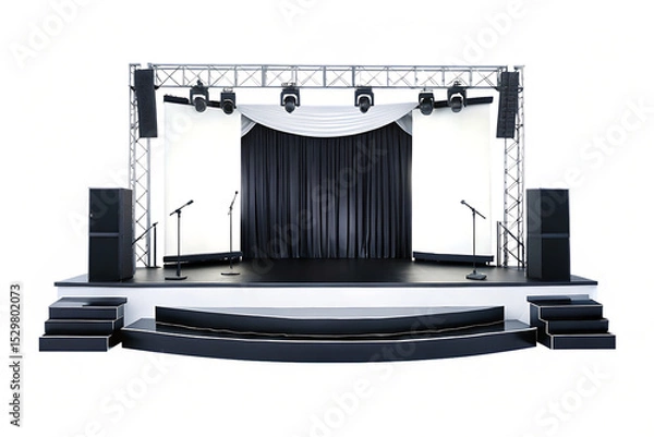 Fototapeta Empty concert stage setup isolated on a white background png ai generated
