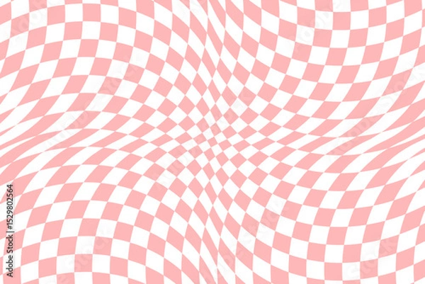 Fototapeta Vector abstract checkered background. Dynamic backdrop with optical illusion, op art.