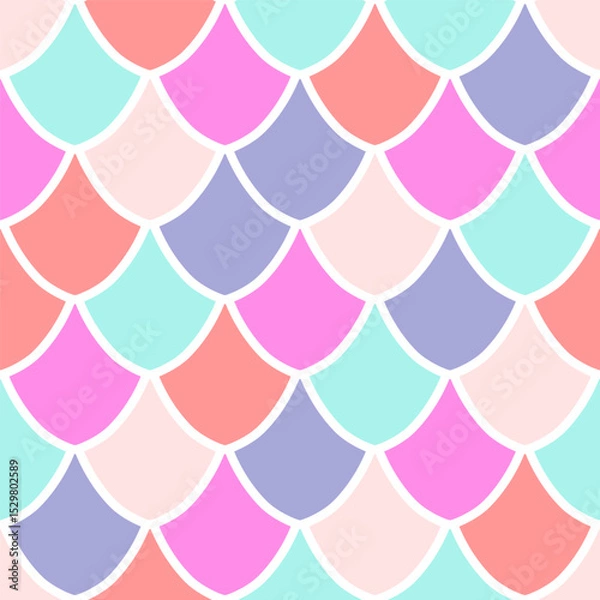 Fototapeta Vector seamless overlapping pattern, fish scale print. Beautiful asian style design for textile, wallpaper, wrapping paper.