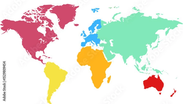 Fototapeta World map. Color modern vector map. Silhouette map