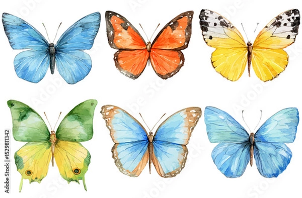 Obraz Vibrant Watercolor Butterfly Collection Six Unique Designs for Art and Design Projects