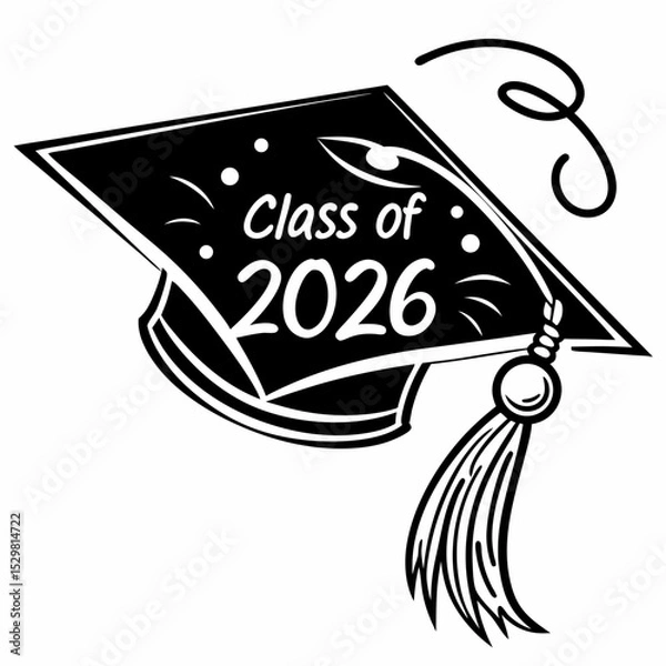 Fototapeta Class of 2026 graduation cap design element transparent png