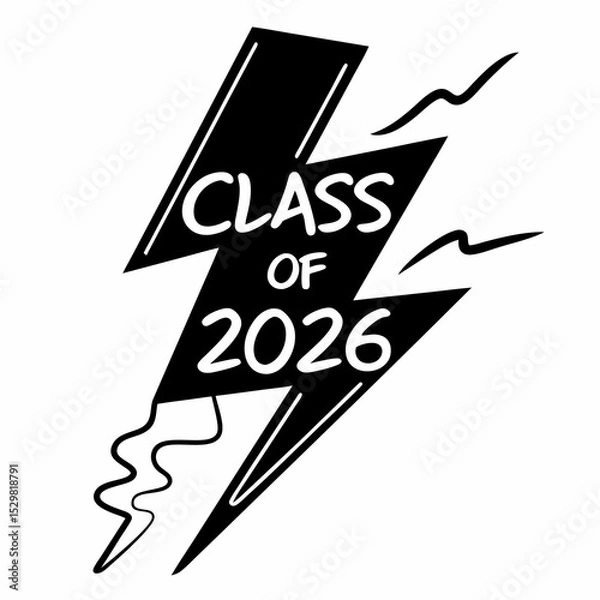 Fototapeta Class of 2026 graduation lightning bolt design graphic