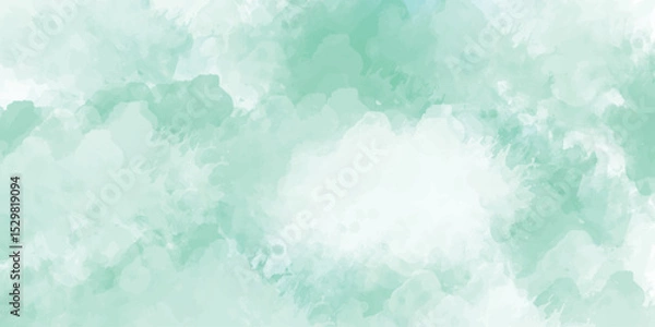 Fototapeta A soothing green watercolor background with soft brush textures blending into white gradient background blending pink, purple and teal hues with smooth flowing texture	