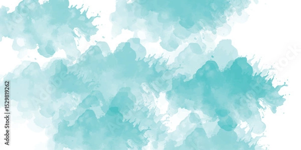 Fototapeta A soothing green watercolor background with soft brush textures blending into white gradient background blending pink, purple and teal hues with smooth flowing texture	