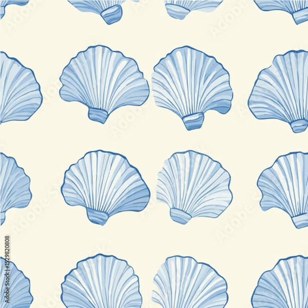 Obraz Vector seamless pattern of scallop shell