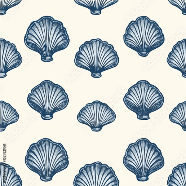 Obraz Vector seamless pattern of scallop shell