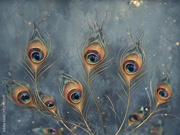 Obraz Elegant Seamless Pattern with Feathers in Warm Earth Tones

