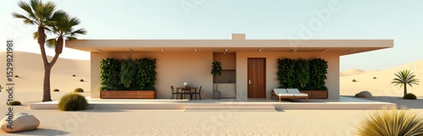 Obraz desert villa featuring vertical vegetable gardens minimalist scandinavian style photorealistic
