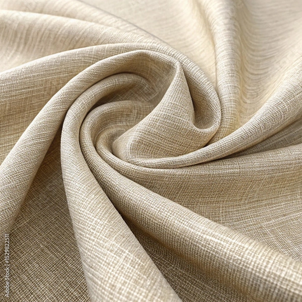 Obraz Beige Textured Fabric Close-up with Soft Folds and Twisted Pattern

