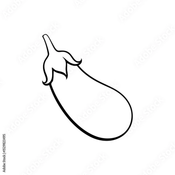 Fototapeta Simple line drawing of an eggplant vegetable