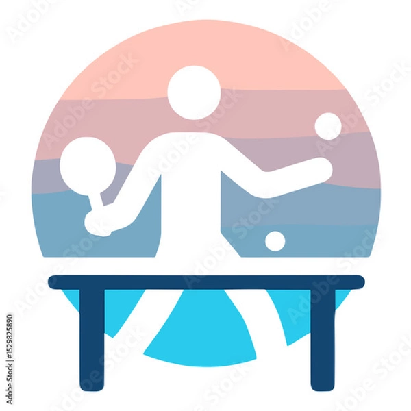 Fototapeta Stylized vector of table tennis player with paddle and ball vector illustration on transparent background representing speed, precision, and competitive spirit in ping pong