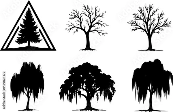 Fototapeta Tree  Vector Silhouettes  Bundle Collection