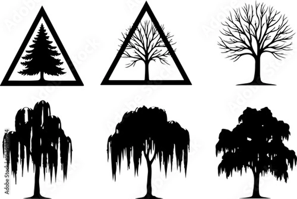 Fototapeta Tree  Vector Silhouettes  Bundle Collection