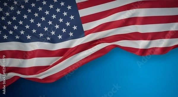 Fototapeta American Flag Draped Patriotic Symbol of Freedom and Unity