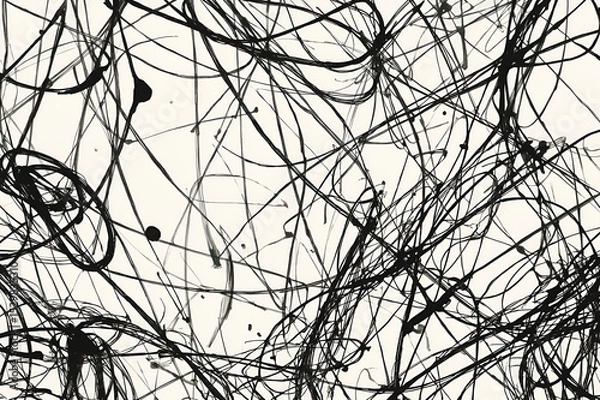 Fototapeta Freehand sketch-style background with black ink lines on off-white paper texture,