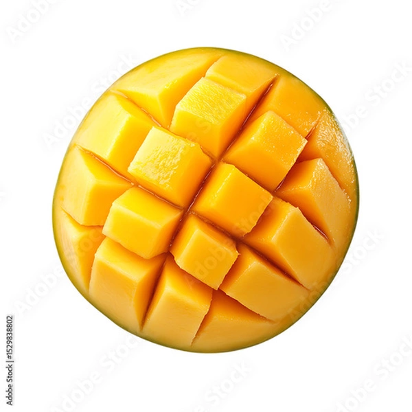 Fototapeta Top view of a diced mango.