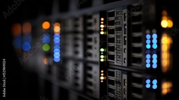 Fototapeta AI Brain Bank with Blinking Rack Interfaces