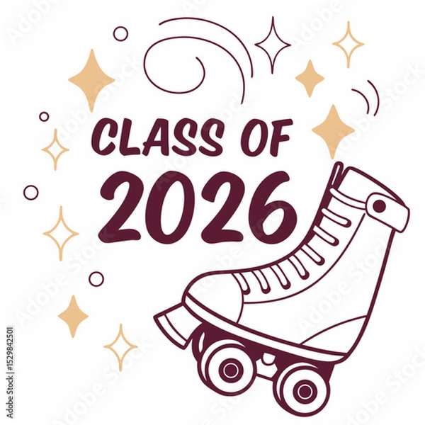 Obraz Class of 2026 graduation design roller skate graphic