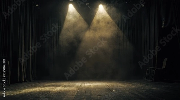 Obraz Empty stage lit by spotlights