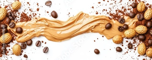 Obraz Peanut Butter Coffee Swirl, Coffee Beans, Peanuts Peanut butter, coffee