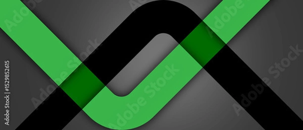 Fototapeta Abstract Modern Flyer Template with Shapes with green and black Colors on Dark Gray Background
