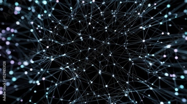 Fototapeta AI Neural Structure with Dynamic Data Movement