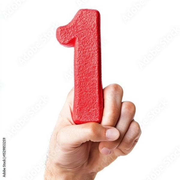 Fototapeta Red Number One Handheld, Number One, Red Number