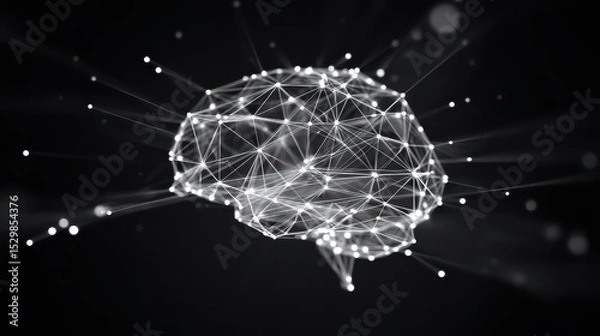Fototapeta Conceptual AI Brain with Orbital Data Motion
