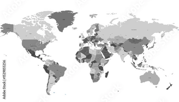Obraz World map. Grey modern vector map. Silhouette map.	