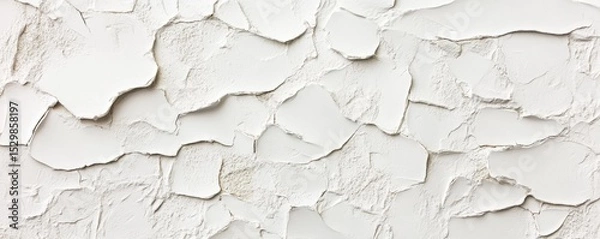 Obraz White Cracked Plaster Texture, Wall Design, Abstract Background, Texture, Background