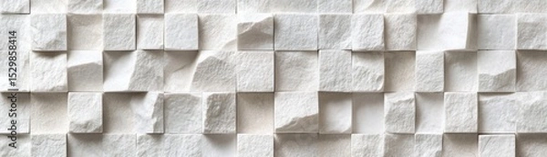 Obraz White Stone Cube Wall Texture, 3D Panel Design, Interior Design Stone cladding, wall panel