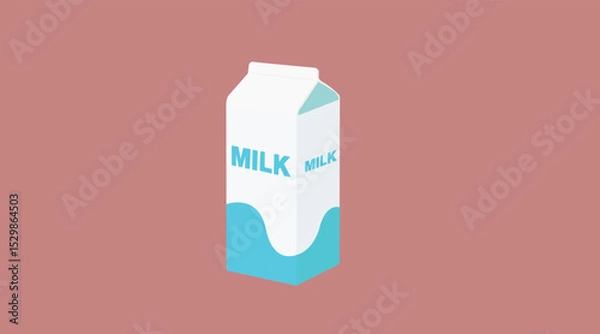 Fototapeta Milk Box Color Icon. Vector editable flat illustration of a box of milk