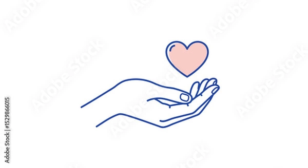 Fototapeta Illustration of hand holding a heart symbolizing care and compassion vector illustration
