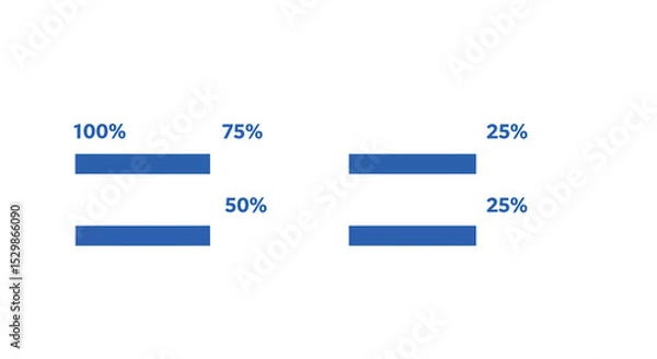 Fototapeta Simple blue bar graphs showing percentage values on white background vector illustration