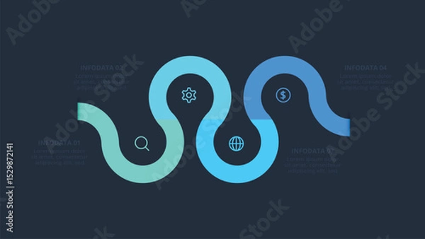 Fototapeta Creative concept for infographic with 4 steps, template for web on a black background.