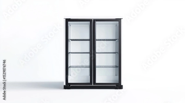 Fototapeta Commercial freezer mockup with white side Clipping path included. isolated on white background. 3D Illustration.