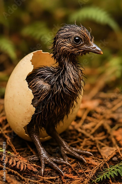 Obraz Extinct Juvenile Moa Bird Emerging from Its Egg