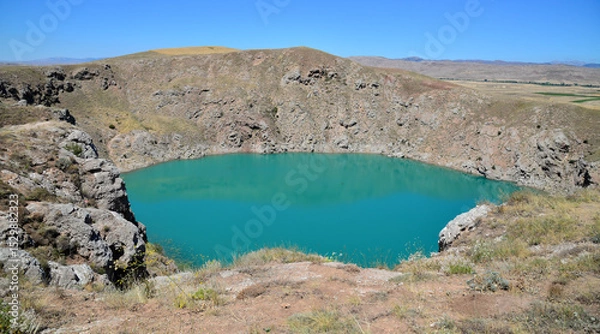 Obraz A view from Kizilcan Lake in Zara, Sivas, Turkey.