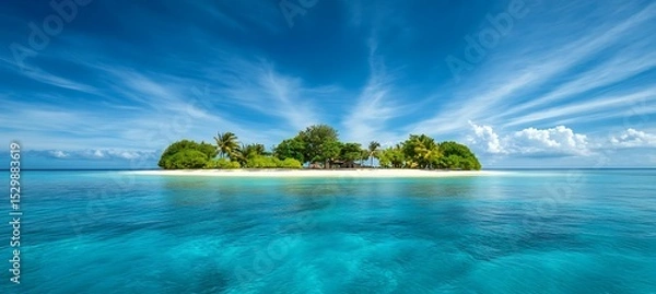 Obraz A vibrant tropical island surrounded by crystal-clear waters