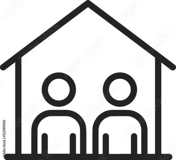 Fototapeta Simple icon of two people standing inside a house outline  