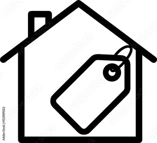 Fototapeta House icon with price tag symbolizing real estate and sales  