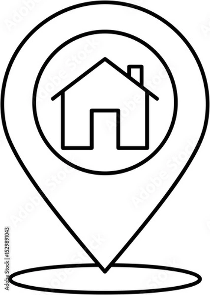 Fototapeta Location pin icon with house symbol in minimalist design  