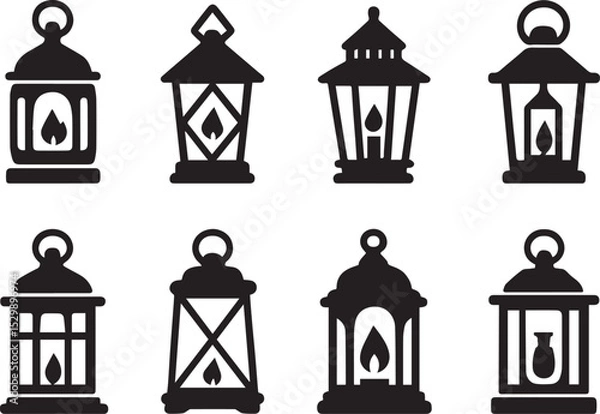 Fototapeta Lantern Icon – Editable Vector, Flat Style Light Source Symbol