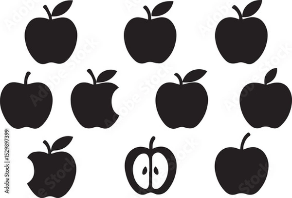 Fototapeta Apple Icon – Editable Vector, Flat Style Healthy Fruit Symbol