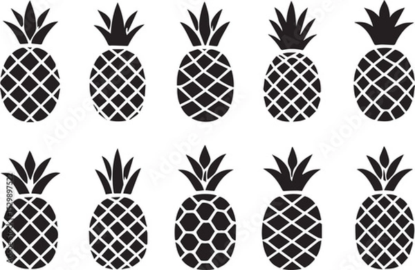 Fototapeta Pineapple Icon – Editable Vector, Flat Style Tropical Fruit Symbol

