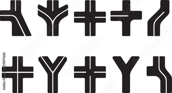 Fototapeta Crossroad Icon – Editable Vector, Flat Style Direction Choice Symbol