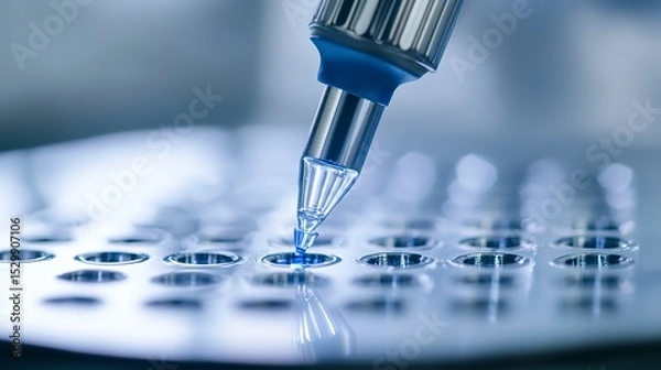 Fototapeta Biomedical engineer analyzes data from clinical trials using precision instruments in a lab setting