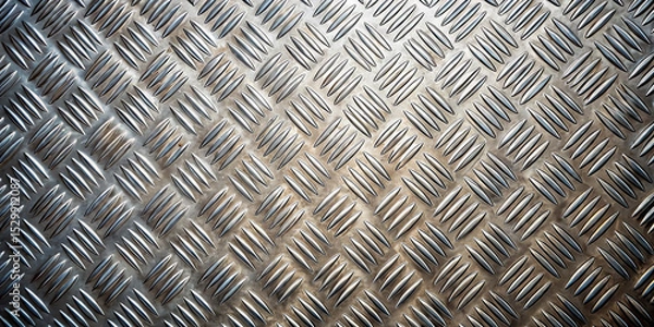 Obraz The metal diamond plate showcases a textured surface with raised patterns, reflecting light effectively in a clean industrial environment, emphasizing durability and design